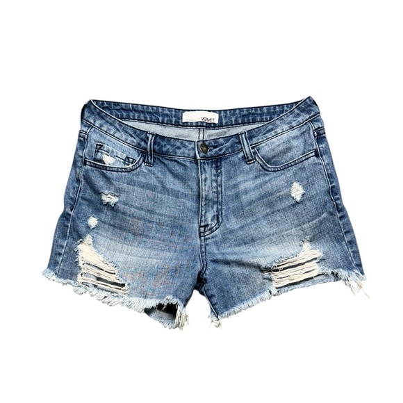 Vervet High Rise Distressed Jean Shorts Womens Small Blue Denim #VT371 Cotton - Picture 1 of 11